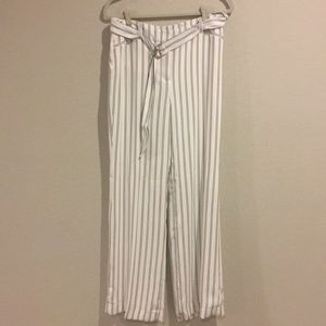 Wide leg black and white stripped pants